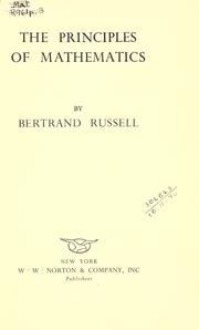 Front cover of The principles of mathematics by Bertrand Russell