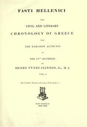 Cover of Fasti hellenici by Henry Fynes Clinton