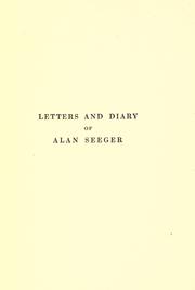 Front cover of Letters And Diary Of Alan Seeger by Alan Seeger