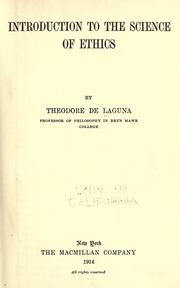 Front cover of Introduction to the science of ethics by Theodore De Laguna