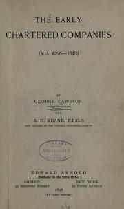 Front cover of The early chartered companies (A.D. 1296-1858) by George Cawston
