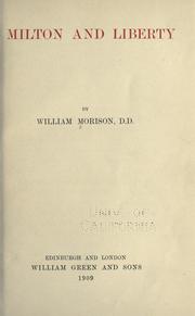 Cover of Milton and liberty by William Morison