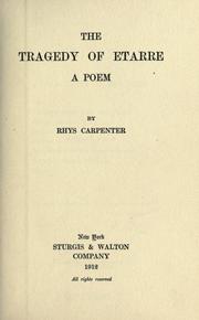 Cover of The tragedy of Etarre by Rhys Carpenter