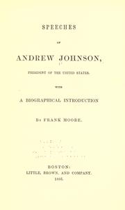 Front cover of Speeches of Andrew Johnson by Johnson, Andrew