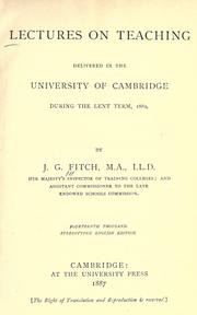 Cover of Lectures on teaching delivered in the University of Cambridge during the Lent term, 1880 by Joshua Girling Fitch