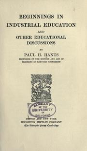 Cover of Beginnings in industrial education by Hanus, Paul H.