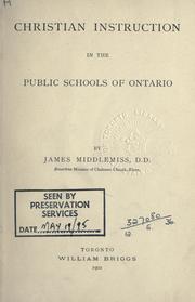 Front cover of Christian instruction in the public schools of Ontario by James Middlemiss