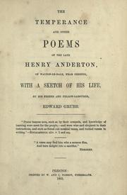 Front cover of The temperance by Henry Anderton