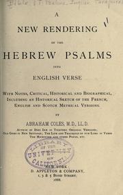 Front cover of A new rendering of the Hebrew Psalms into English verse by Abraham Coles