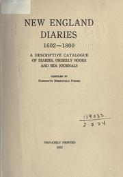 Front cover of New England diaries, 1602-1800 by Harriette Merrifield Forbes