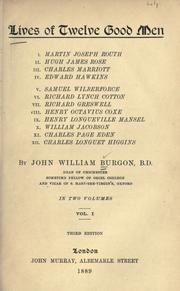 Front cover of Lives of twelve good men .. by John William Burgon