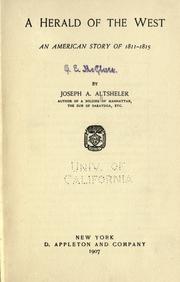 Front cover of A herald of the West by Joseph A. Altsheler