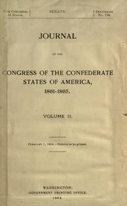 Front cover of Journal of the Congress of the Confederate States of America, 1861-1865 by Confederate States of America. Congress