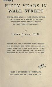Front cover of Fifty years in Wall Street by Clews, Henry