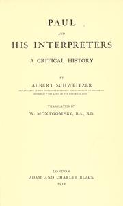 Cover of Paul and his interpreters by Albert Schweitzer
