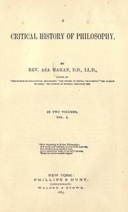 Front cover of A critical history of philosophy by Asa Mahan