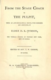 Front cover of From the stagecoach to the pulpit by Hiram K. Stimson