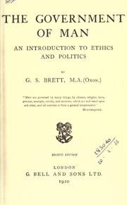 Cover of The government of man by George Sidney Brett