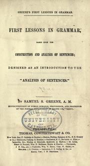 Cover of First lessons in grammar by Samuel Stillman Greene