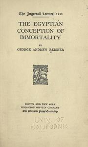 Front cover of The Egyptian conception of immortality by George Andrew Reisner