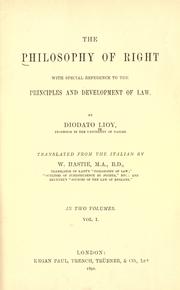 Cover of The philosophy of right, with special reference to the principles and development of law by Diodato Lioy