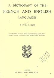 Front cover of Dictionary of the French and English languages by Gasc, Ferdinand E. A.