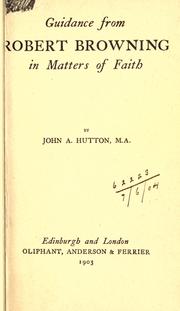 Cover of Guidance from Robert Browning in matters of faith by Hutton, John A.