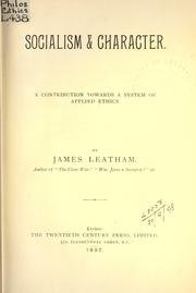 Front cover of Socialism and character by James Leatham