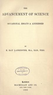 Front cover of The advancement of science by Lankester, E. Ray Sir