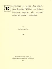 Front cover of Recollections of Louisa May Alcott, John Greenleaf Whittier, and Robert Browning, together with several memorial poems by Maria S. Porter