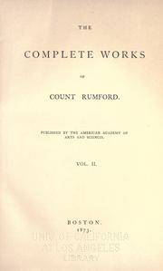 Cover of The complete works of Count Rumford by Rumford, Benjamin Graf von