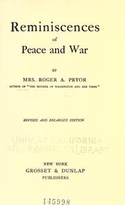 Front cover of Reminiscences of peace and war by Sara Agnes Rice Pryor