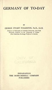 Cover of Germany of to-day by Fullerton, George Stuart