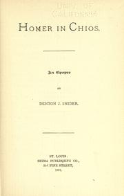 Cover of Homer in Chios by Denton Jaques Snider