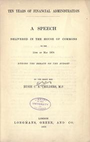 Front cover of Ten years of financial administration by H. C. E. Chlders