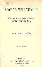 Front cover of Social wreckage by Francis Peek