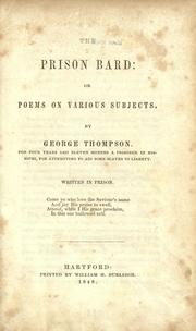 Cover of The prison bard, or, Poems on various subjects by Thompson, George