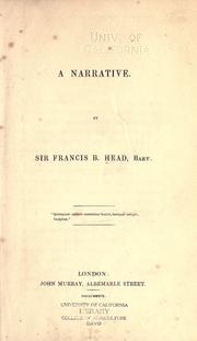 Cover of A narrative by Francis Bond Head