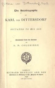Cover of The autobiography of Karl von Dittersdorf by Karl Ditters von Dittersdorf