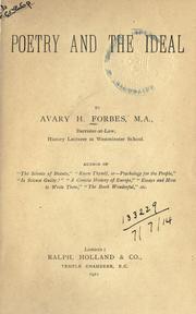 Front cover of Poetry and the ideal by Avary H. Forbes