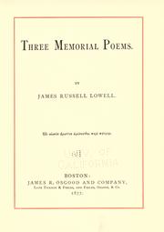Cover of Three memorial poems by James Russell Lowell