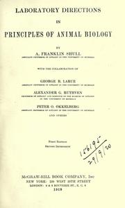 Front cover of Laboratory directions in principles of animal biology by Aaron Franklin Shull
