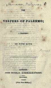 Cover of The Vespers of Palermo by Felicia Dorothea Browne Hemans