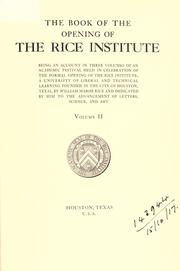 Front cover of Book of the opening of the Rice Institute by William M. Rice Institute