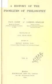 Front cover of A history of the problems of philosophy by Janet, Paul