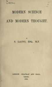 Front cover of Modern science and modern thought by Laing, Samuel