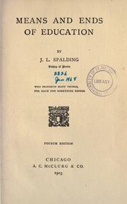 Cover of Means and ends of education by Spalding, John Lancaster