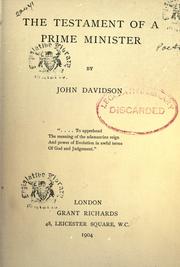 Front cover of The testament of a prime minister by John Davidson