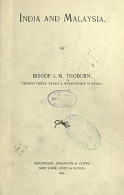 Front cover of India and Malaysia by Thoburn, James Mill bp.