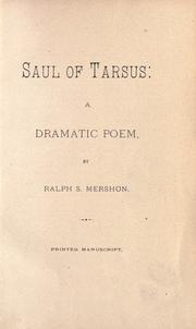 Front cover of Saul of Tarsus by Ralph Smith Mershon
